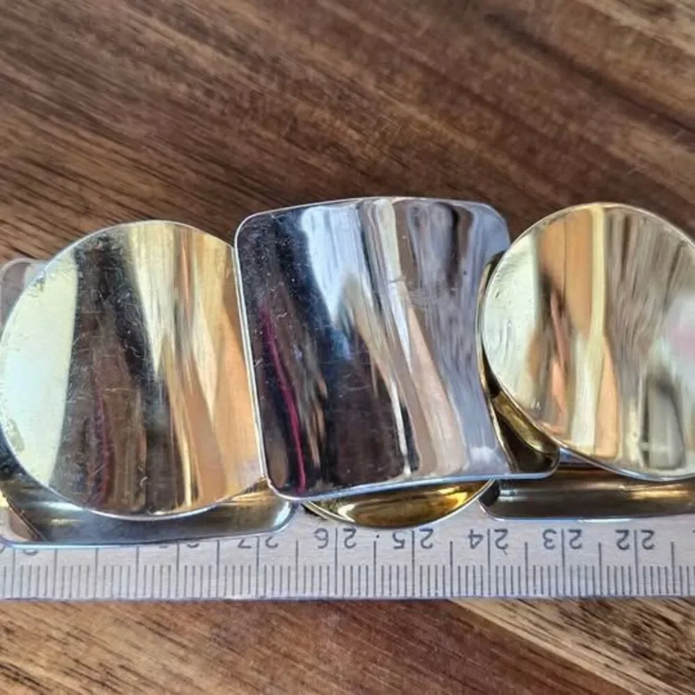 Stretch Bracelet Gold & Silver Tone Geometric Wide Statement Bracelet